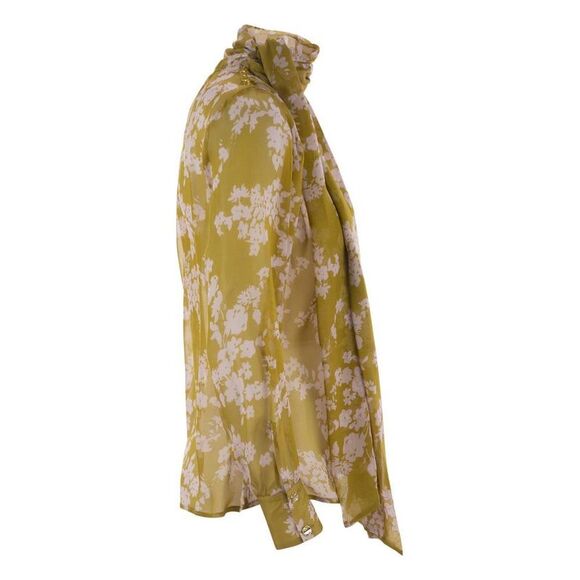 ELISABETTA FRANCHI Women's Floral Print Long Sleeve Pussy-Bow Blouse Women OCHRE